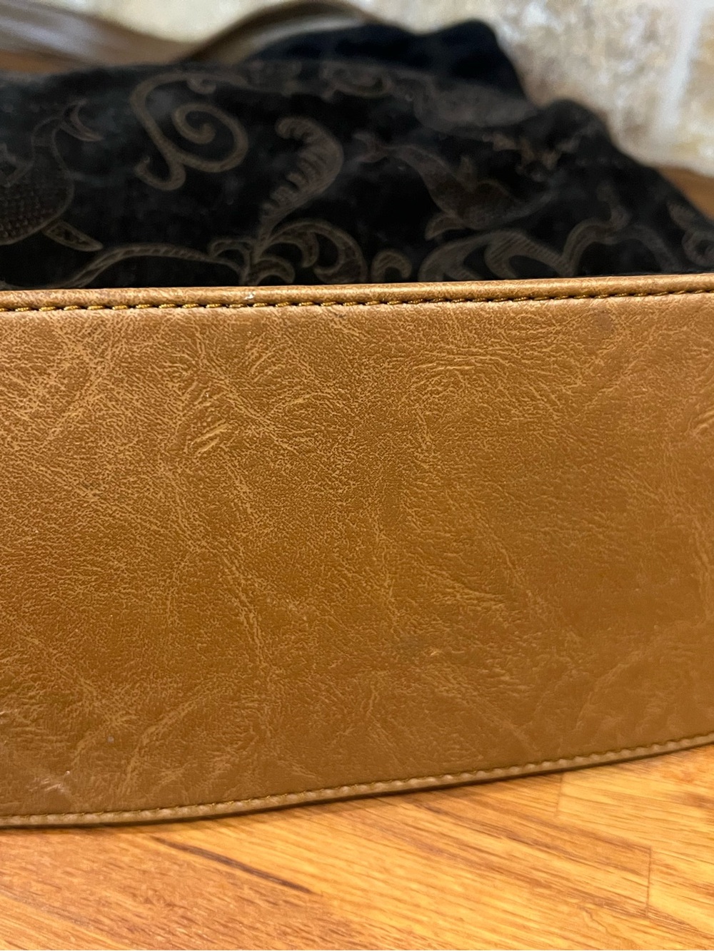 Prada Black Suede Tote with Brown Leather Handles - Picture 8 of 9